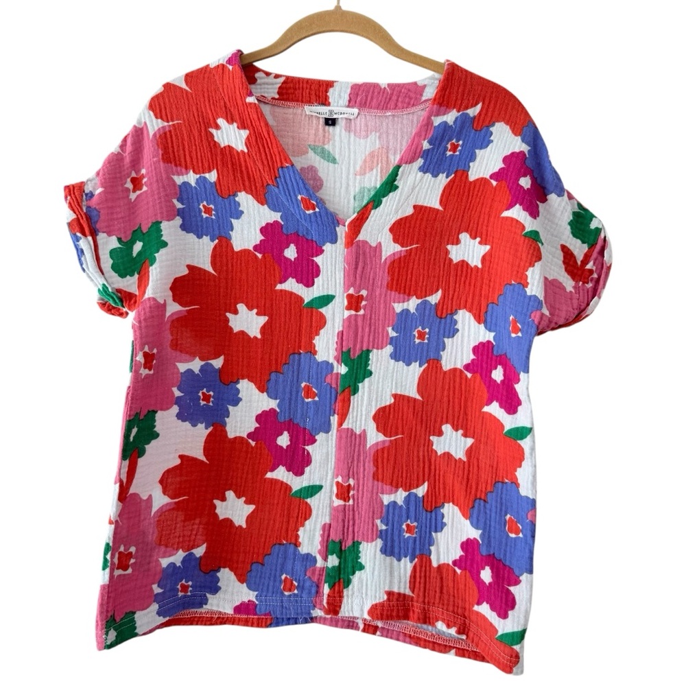 100% Cotton Gauze Harper Sweeten the Day Carnation Top by Michelle McDonald